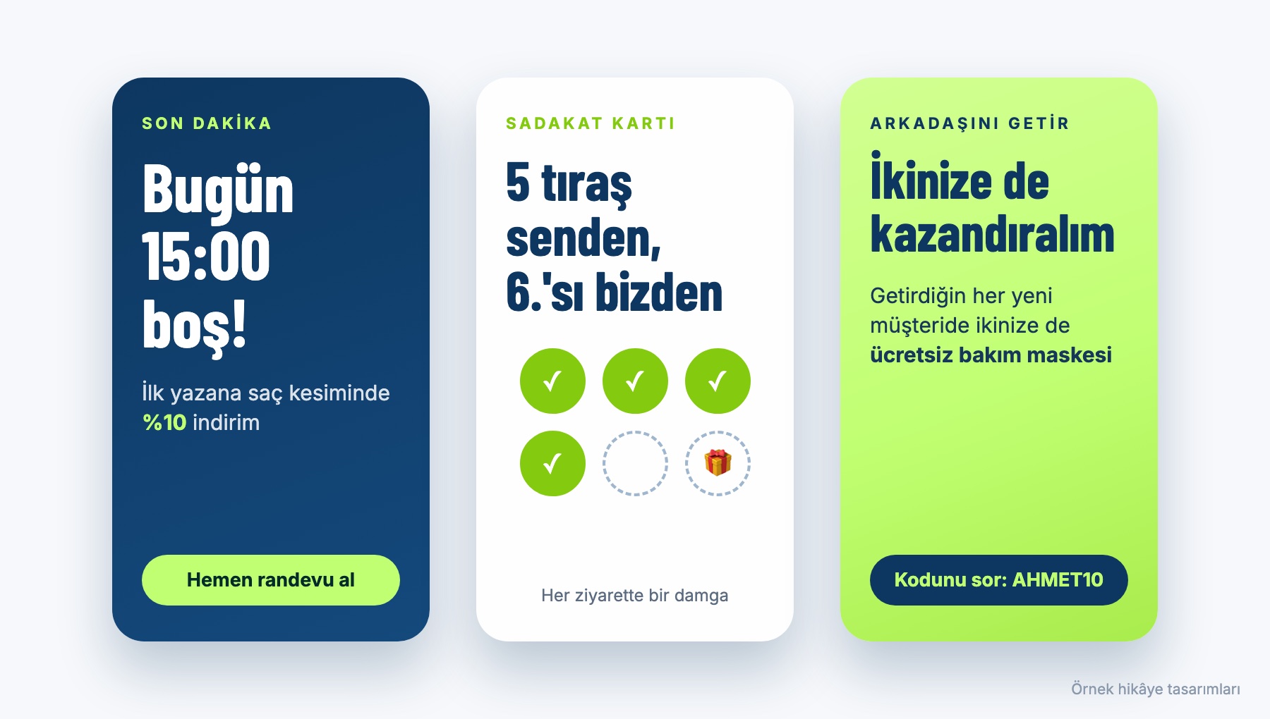 Instagram hikâyesi için üç örnek kampanya tasarımı